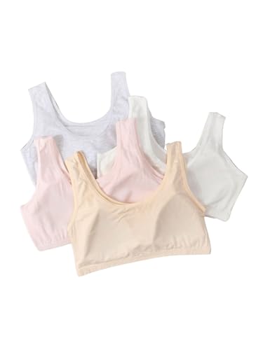 WDIRARA Girl's 4 Pieces Wireless Bralette Bra Underwear Scoop Neck Crop Cami Top2