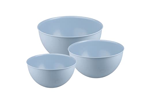 Go Practic 3-er Set Schüssel aus Kunsstoff | Quirltopf Rührschüssel-Set | Schüssel zum Vorbereiten von Speisen & Servieren | Salatschüssel Spülmaschinengeeignet 1,5 3 und 6 l Blau Cover