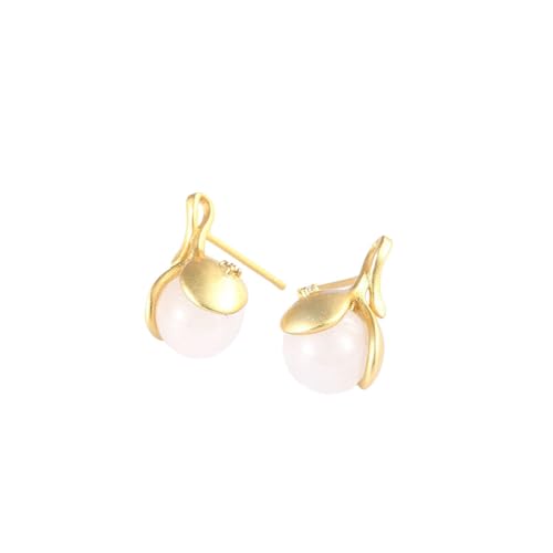 Boucles d'oreilles en Jade Hetian dos plat à porter au bureau, style chinois élégant