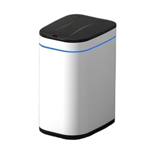 Poubelle à induction en acier inoxydable blanc avec capteur de mouvement intelligent