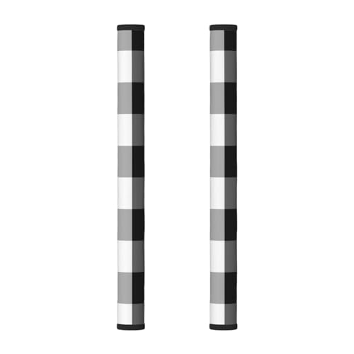 2 fundas para manija de puerta de refrigerador, diseño a cuadros en blanco y negro, para frigorífico, microondas, estufa, horno, lavavajillas