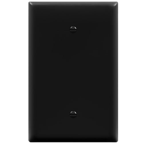 Image of ENERLITES Oversized Blank Wall Plate Cover, 1-Gang, 1 Pack, Black | Jumbo size 5.5 inch x 3.5 inch, cover unused electrical box /outlet /switch, unbreakable polycarbonate, UL-listed, easy to install