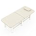 30.5'' Wide × 75'' Long Folding Stationary Massage Table with Backrest and Storage Space for Treatment Table Physical Therapy Table Spa Facial Bed, 6 Square legs, Metal Frame PU Leather - Beige Gray