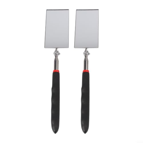 Image of Telescopic Inspection Mirror, Pack of 2, Metal Glass, Extendable for Handle, 360° Rotatable, Car Repair Tool for Hard to Reach Areas