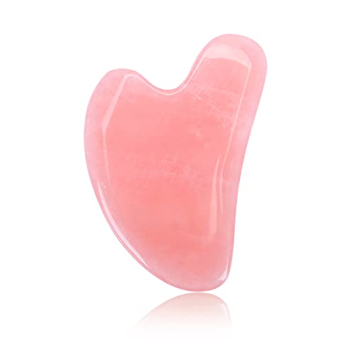 Gua Sha Massage Tool, Guasha Tool for Face Skin Care, Natural Rose Quartz Jade Gua Sha Stones Face Massager for Women, Gua Sha Facial Tools for Scraping and SPA Acupuncture Therapy