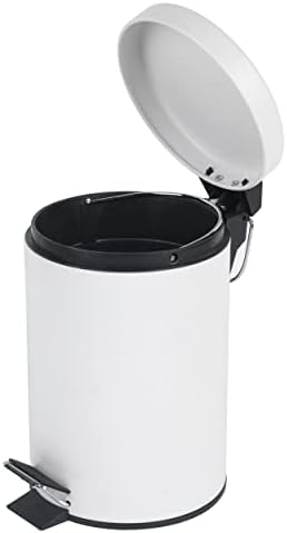 Beldray LA038098WHT 3 Litre Round Waste Small Pedal Bin - With Soft Closing Lid & Inner Bucket, Perfect For Offices, Kitchens, Bathrooms, Cosmetics & Bedrooms, White
