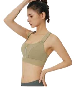 GEIFA Zip Front Adjustable High Impact Sports Bras for Women Full Coverage Workout Running Removable Pads Pack of 1