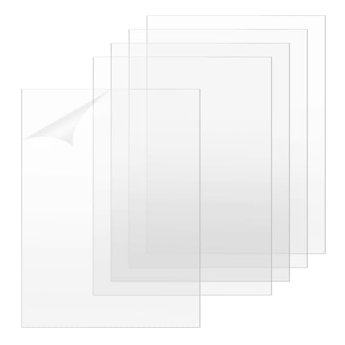 Image of TKOnline 5 PCS Plexiglass Sheets, 12 inch x 16 inch x 0.02 Clear PET Sheet Panels, Clear Acrylic Plastic Sheet for Picture Frame, Invitations, Poster Frames Plastic Board