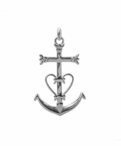 Pendentif croix camarguaise en argent massif 925 grand bijou artisanal