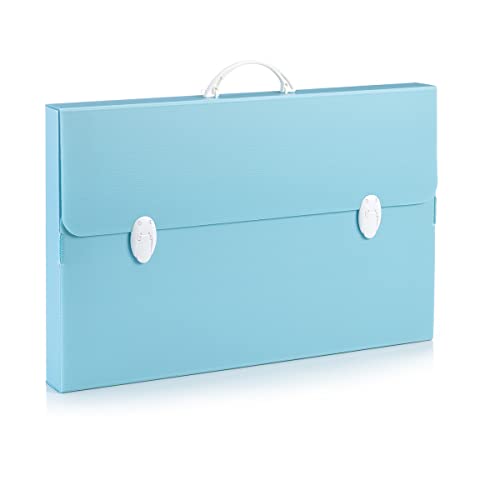 Porte-documents grand format bleu pastel avec dos large de 5,5 cm