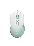 HXSJ X100 Gaming Mouse Wired,Ergonomic PC Gaming Mice with 7 Colors LED Backlit,7 Buttons,Gaming Optical Sensor,4 DPI Level Settings,Up to 3600 DPI,Lightweight,for PC,Laptop,Mac,PS4,XBOX - White