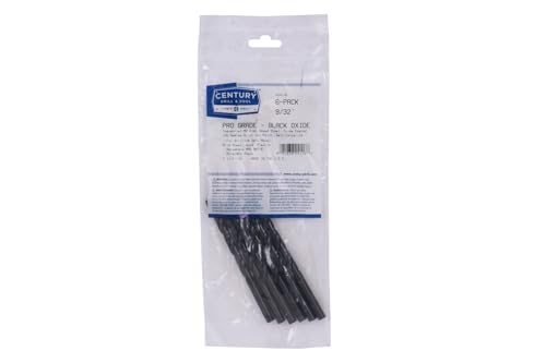 Image of Century Drill & Tool 24118 Pro Grade Black Oxide Drill Bit, 9 /32 inch, Pro | Straight shank, 4-1 /4 inch overall length, 135 point, cuts steel, wood & plastic, 135 split point