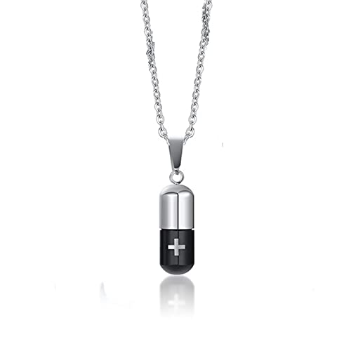 Pill Case Capsule Cross Pendant Necklace Perfume Bottle Pendant Pet Ashes/Pill Keepsake Waterproof Pendant Necklace Cremation Urn Necklace with 24