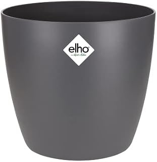 Elho Brussels Round 20 - Flower Pot for Indoor - Ø 20.0 x H 18.7 cm - Black/Anthracite
