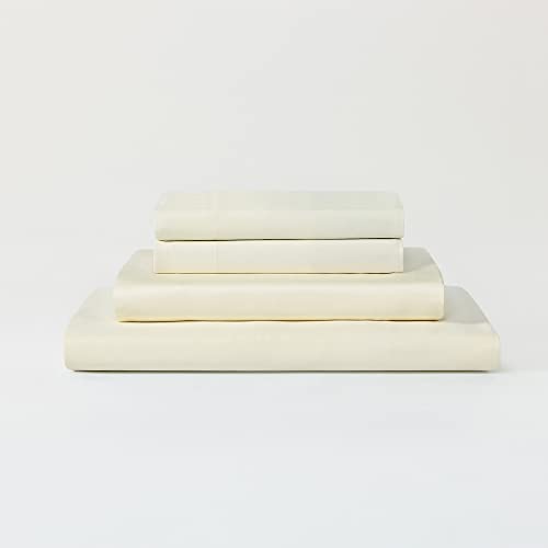 Sijo AiryWeight Tencel Sheet Set, 100% Lyocell Derived from Eucalyptus, Buttery Soft, Architectural Digest 2022 Best Cooling Sheets Winner - 2pc - 1 Pillowcase 1 Fitted (Cream, Twin)