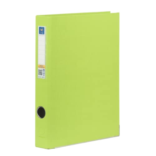 Worldone 2D Ring Binder File | A4 Size with 25mm Electroplated Clip, Spine Label, and Keyhole | PVC Pasted on Durable Hard Board | Pack of 2 | Color Radiant Green