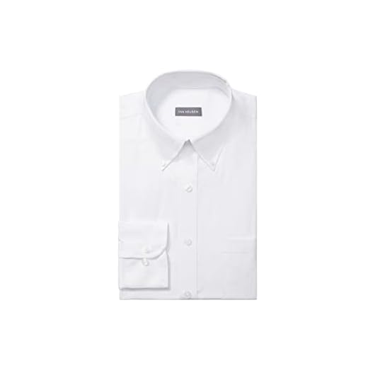 Van Heusen Men's Pinpoint Regular Fit Solid Button Down Collar Dress Shirt, White, 16.5" Neck 34"-35" Sleeve