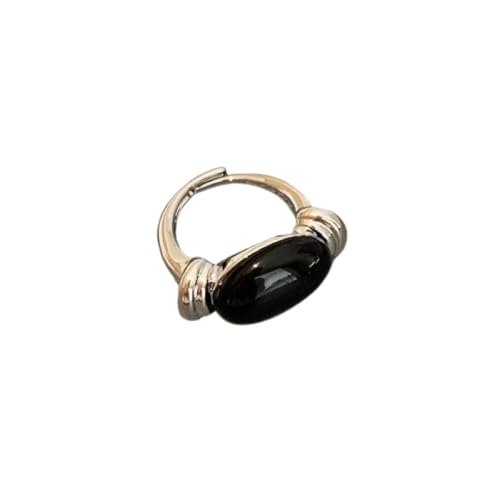 Anneau ovale en zircons noirs 17 mm au design prestigieux