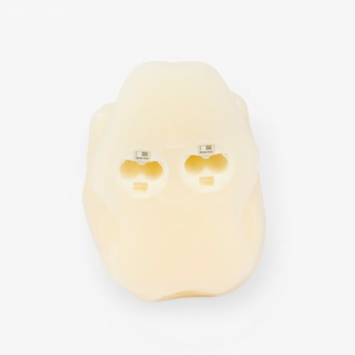 Image of Luminara EXC COL Flameless Moving Flame Ivory Skeleton Skull with Dual Flames Figural Real Wax LED Candle, Unscented, Timer