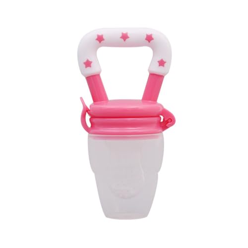 AMSLSIU Alimentador de frutas para bebé con cubierta, tetina duradera y no tóxica, suplemento vegetal de alimentos frescos, PP, cómodo, Rosa roja, S