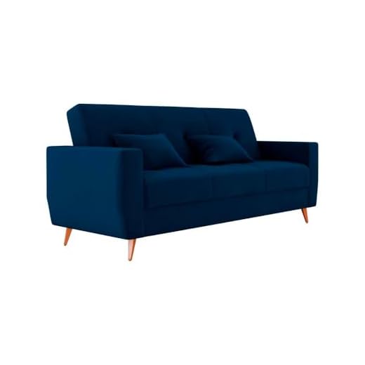 Sofá Cama Casal Reclinável com Baú Pamela - Veludo Azul marinho