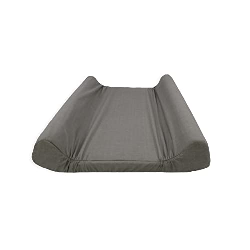 Acomoda Textil - Cambiador Bebé Impermeable Plastificado 50x70 cm. Colchón Antivuelco 100% Algodón Desenfundable, Acolchado y Lavable. (Gris)