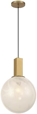 Minka-Lavery Narra 12" 1-Light Pendant - Legacy Brass with White Bubble Glass (Bulb Not Included)
