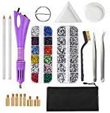 Dorhui Hotfix Applicator, DIY Hot Fix Rhinestone Applicator Wand Setter Tool Kit with 7 Different Sizes Tips, Tweezers & Brush Cleaning kit and 2 Pack Hot-Fix Crystal Rhinestones