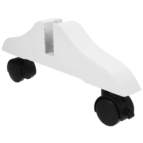 DOITOOL Support de Cloison en Bois Massif avec Base à roulettes Blanches, Pied de Support Mobile pour Paravent et Portes Coulissantes, 1 Pièce, pour Séparation de...
