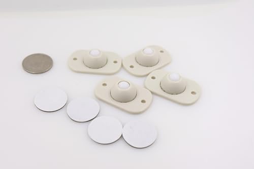 4PCS Appliance Sliders for Kitchen Appliances, Self Adhesive Furniture Sliders Mini Caster Wheels, Steel 360° Swivel Universal Wheel Ball Transfer Roller for Storage Box, Small Furniture(White)