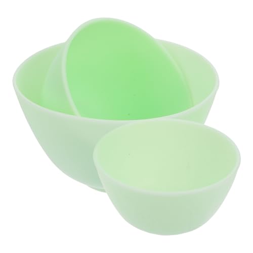 ULTECHNOVO Juego de 3 cuencos de silicona para mezclar, cuencos reutilizables para preparar y servir, para máscara facial, cuidado de la piel, manualidades, resina, pintura acrílica, verde