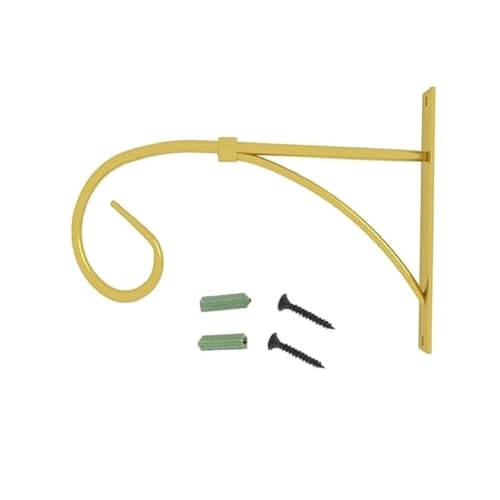 Image of Iron Wall Hooks for Hanging Lanterns, Planters, Bird Feeders & Coats | Heavy Duty Indoor Outdoor Wall Bracket Hook Hanger for Home Decor, Garden & Balcony (Gold, 1)
