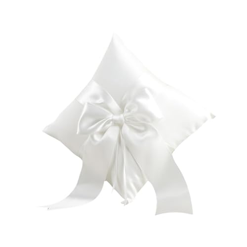 Coussin pour alliances avec nœud en Ruban Ivoire - pour Bague de Mariage - Tiare de Mariage - Fournitures de Mariage décoratives