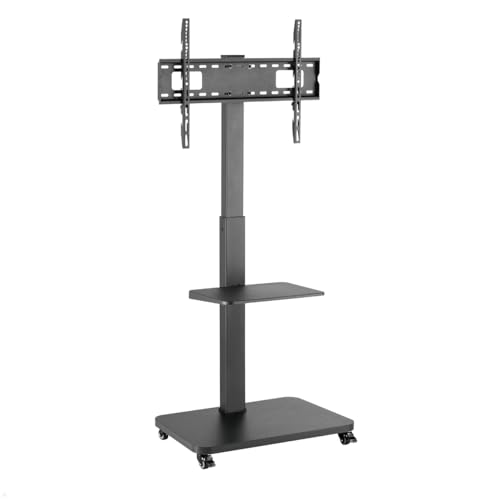 MonLines MBS011B TV Ständer auf Rollen mit Ablage bis 75 Zoll, schwarz