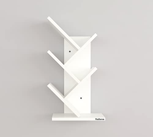 Image of Madhuran Studio Engineered Wood Wall Mounted Space Saving Books Shelves Shelf Racks (White) Office Multipurpose Showpieces Furniture Accessories Organizer