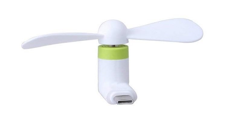 Image of Duxk-1 No /Pc /Quantity of Mini Type-C -2-Blade High Speed USB Mobile Cooler Fan Support with All Android Type-C Smatphones with OTG Function (Any Colour As Per Availblity) (White)