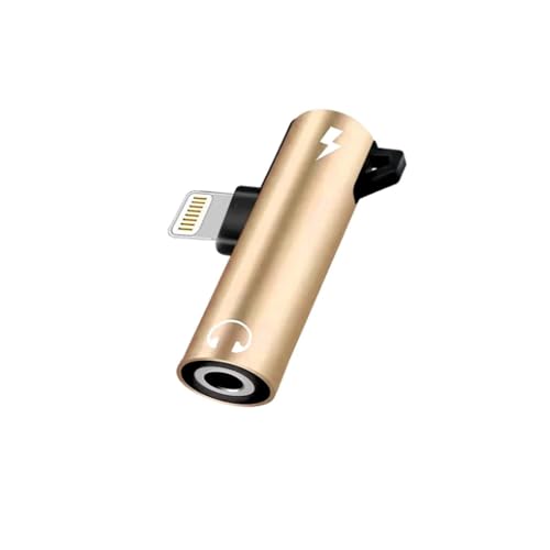 Image of 3.5mm Adapter Lighting to Headphone Charge 2 in 1 Adapter (Gold)
