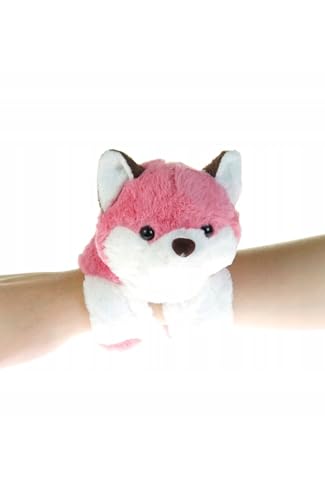 Image of Happykiddy Pink Fox Plush Slap Bracelet, Soft Stuffed Animal Wristband, Cute Toy for Kids 26cm