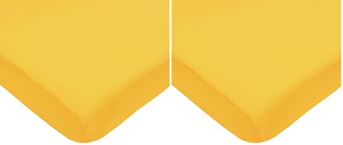 Image of American Baby Company 100% Natural Cotton Fitted Mini Crib Sheet 38 inch x 24 inch - Soft & Breathable Small Nesting Portable Crib Sheet, Fits Pack N Play Mattresses, Yellow, for Boys & Girls (Pack of 2)