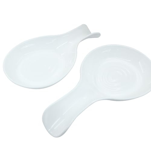 PHITUODA 2 Pack White Spoon Rest Plastic Cooking Spoon Holder