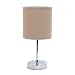 Simple Designs LT2007-GRY Chrome Mini Basic Table Lamp with Fabric Shade, 11.89 x 5.51 x 5.51, Gray