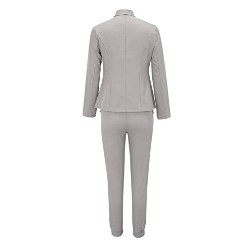 Womens Pants Suits Business Casual 2 Piece Blazer Sets Open Front Long Sleeve Blazers and Drawstring Pants Suits Set3