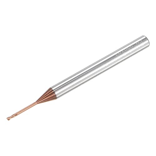 Image of uxcell Square Nose End Mill, 1mm Solid Carbide AlTiSin Coated Long Reach CNC Router Bits 2 Flutes Milling Cutter with Extended Neck, 10mm Cutting Length 4mm Shank