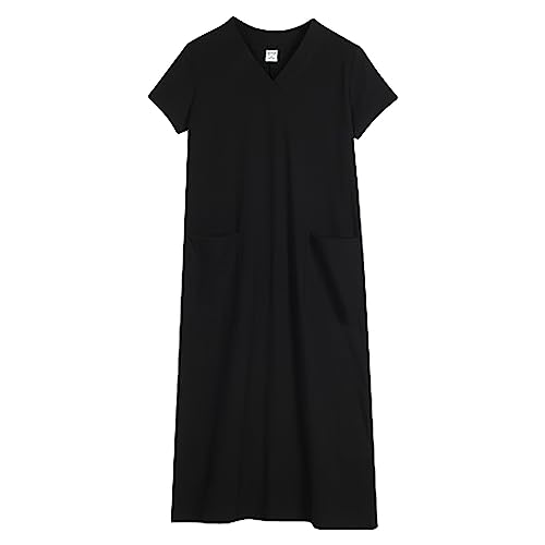 Robe T-shirt manches courtes col en V longue décontractée pour femme active