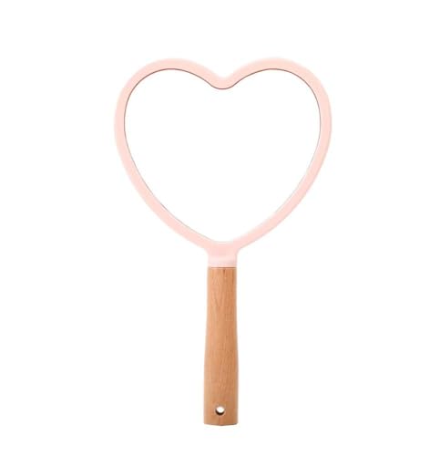Image of Compact Travel Handheld Mirror with Comfy Handle for Makeup - Small Wood Hand Mirror, Single-Sided Reflection Hanging Hole (Pack of - 1)