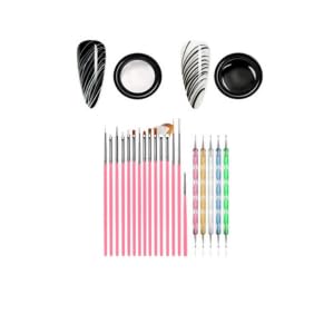 KRENI 2 Colors Spider Gel, Matrix Gel with Gel Paint Design Nail Art Kit Wire Drawing Nail Gel for Line, Soak Off UV LED DIY Manicure Nail Art Decoration With 15 Nail Art Brushes whit 5PCS PLASTIC DOTTING-image-32