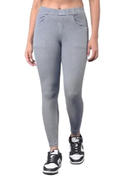 Womens Slim Fit Denim Lycra Stretchable Jeggings Mid Rise, Ankle Length with Elasticated Waistband-image-42