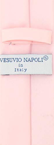 Vesuvio Napoli Corbata Skinny Rosa 2.5" Con Pañuelo miniatura 2