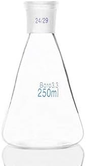 MaGiLL 3pcs- 250ml Erlenmeyer Flask with Standard Ground Mouth, Joint 24/29, Borosilicate 3.3 Glass, Laboratory Chemistry Lab Erlenmeyer Flask (Capacity : 250ml)