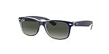 Ray-Ban RB2132 605371 52MM NEW WAYFARER Square Sunglasses For Men For Women + BUNDLE with Designer iWear Eyewear Kit (Matte Blue on Transparent/Crystal Lens Light Grey Gradient Dark Grey)